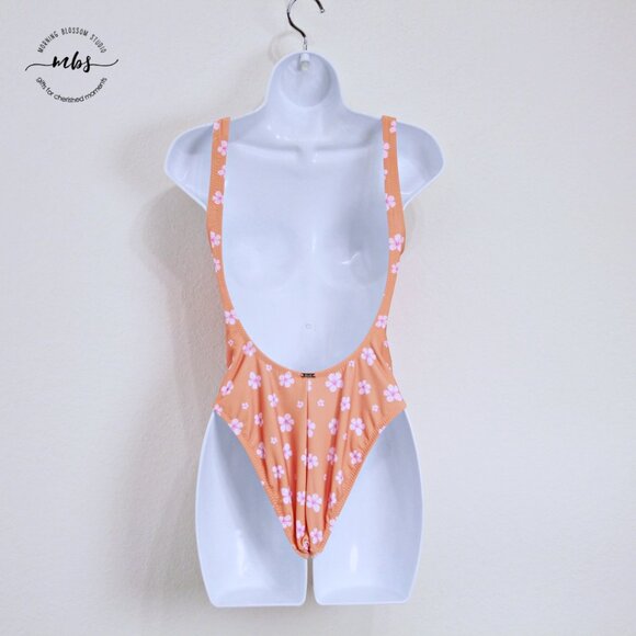 NWT ELE Swim x DAE Brooke Floral One Piece Key Hole Swimsuit Orange Pink Women S - Picture 4 of 9